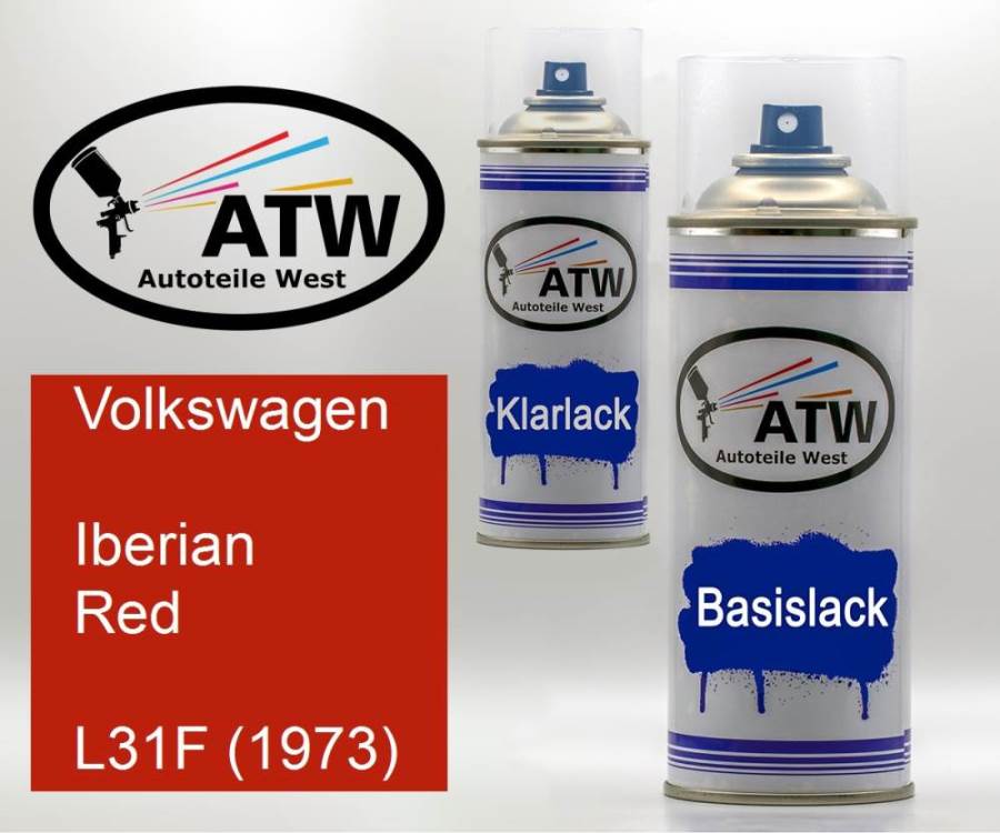 Volkswagen, Iberian Red, L31F (1973): 400ml Sprühdose + 400ml Klarlack - Set, von ATW Autoteile West.